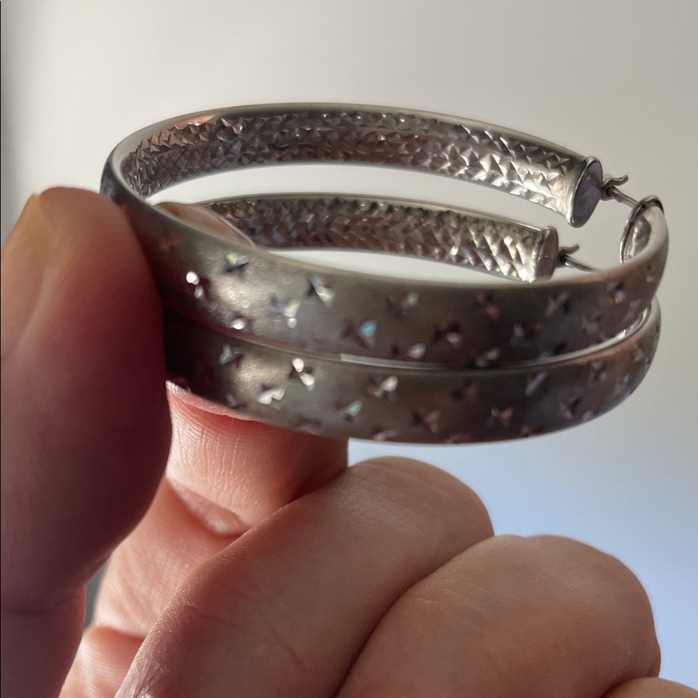 NWOT Sterling Silver Hoop Earrings - Picture 4 of 8